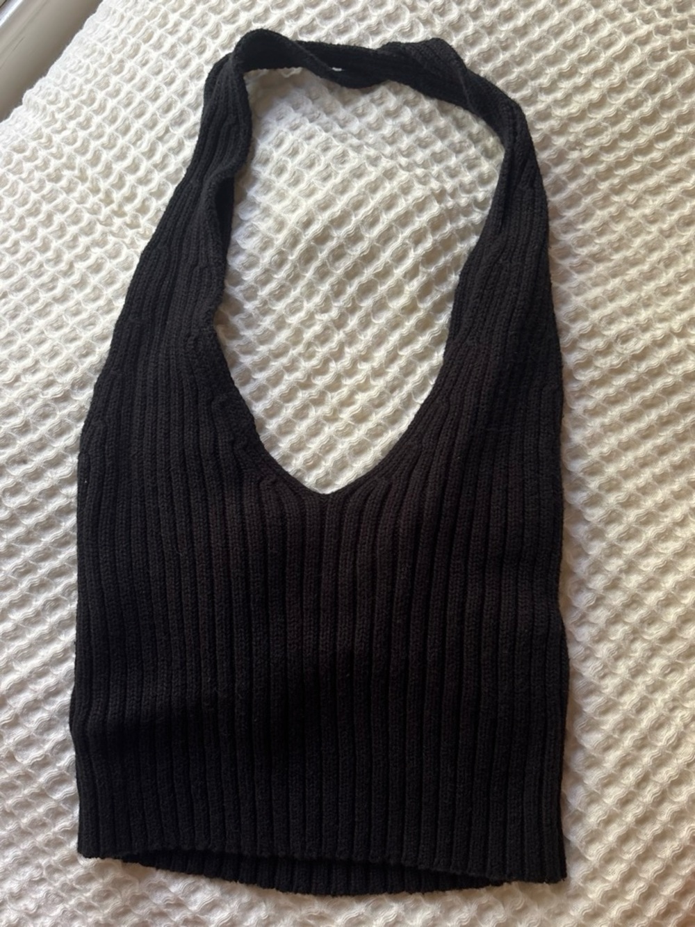 PacSun Black Ribbed Knit Halter Tank Top